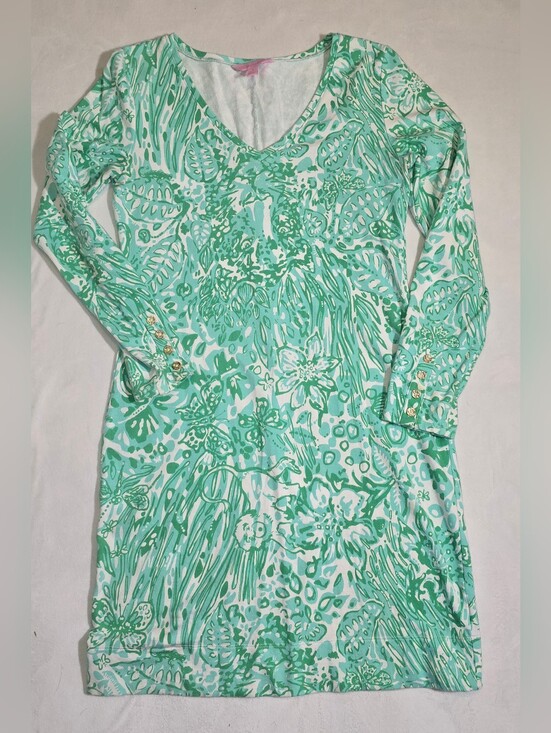 Lilly Pulitzer Dresses & Skirts - Lilly Pulitzer Hollee V-Neck Dress Green White Toucan Jungle French Terry Small